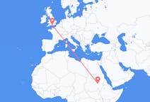 Flyg från Khartoum, Sudan till Southampton, England