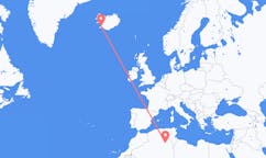 航班从阿尔及利亚哈西·迈萨乌德市到雷克雅维克市，冰岛塞尔