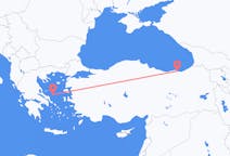 Vluchten van Trabzon, Turkije naar Skyros, Griekenland