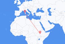 Flyrejser fra Gambela, Etiopien til Alghero, Italien