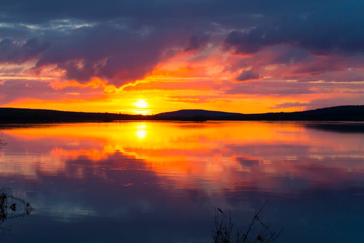 Photo of beautiful Lapland sunset in Rovaniemi, Finland.