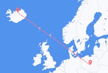 Lennot Akureyristä, Islanti Łódźiin, Puola