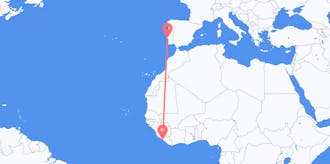 Flyg från Liberia till Portugal
