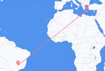 Flights from Uberaba, Brazil to Santorini, Greece