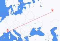 Flyreiser fra Kazan, Russland til Nice, Frankrike