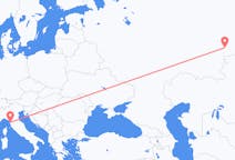 Fly fra Tjeljabinsk til Pisa