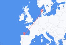 Vols de Billund, Danemark vers Santiago du Mont, Espagne