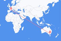 Flyreiser fra Albury, Australia til Montpellier, Frankrike