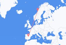 Fly fra Brønnøysund til Madrid