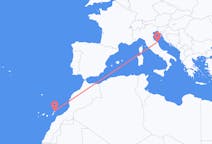 Flyrejser fra Lanzarote, Spanien til Ancona, Italien