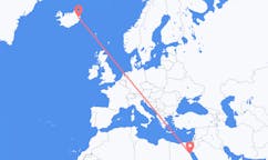 航班从埃及洪加达市到埃伊尔斯塔济市，冰岛塞尔