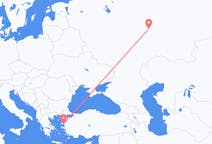 Flyg från Kazan, Ryssland till Mytilene, Grekland