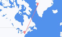 来自美国阿伦敦目的地 格陵兰伊卢利萨特的航班