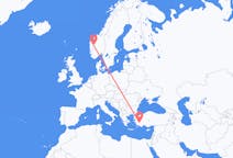 Flights from from Sogndal to Denizli