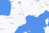 Flyg från Limoges, Frankrike till Menorca, Spanien
