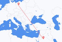 Flyreiser fra Al Jawf-regionen, Saudi-Arabia til Poznań, Polen