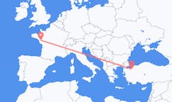 Flights from Bursa, Turkey to Nantes, France