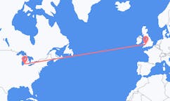 Flights from Kalamazoo to Cardiff