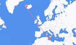 Vols de Tripoli, Libye à Reykjavik, Islande