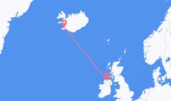 Flyreiser fra byen Derry, Nord-Irland til byen Reykjavik, Island