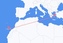 出发地 希腊出发地 米科诺斯目的地 西班牙拉斯帕尔马斯的航班