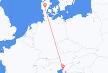 Vluchten van Billund, Denemarken naar Triëst, Italië