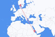 Flyrejser fra Asmara, Eritrea til Aarhus, Danmark