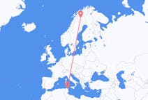 Vluchten van Tunis, Tunesië naar Kiruna, Zweden