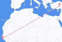Vluchten van Cap Plinten, Senegal naar Nevşehir, Turkije