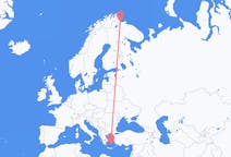 ノルウェーのから キルケネス、ギリシャのへ サントリーニ島フライト