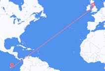 Flyrejser fra San Cristóbal, Ecuador til Liverpool, England