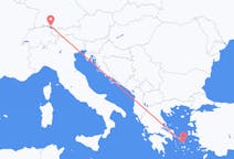 Flyg från Mykonos, Grekland till Friedrichshafen, Tyskland