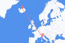 Vluchten van Pisa, Italië naar Akureyri, IJsland