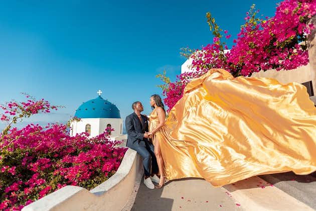 Private Photoshoot With Flying Dress in Santorini 
