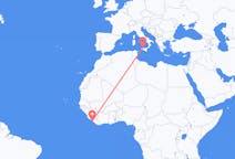 Flyreiser fra Monrovia, Liberia til Palermo, Italia