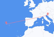 Fly fra Horta, Azores til Rijeka
