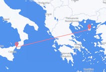 イタリアのレッジョディカラブリア州からから、ギリシャのリムノス島までのフライト