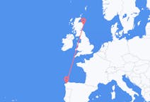 Flyg från A Coruña, Spanien till Aberdeen, Skottland