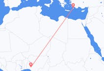 Flyreiser fra Akure, Nigeria til Rhodes, Hellas