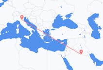 Flyreiser fra Rafha, Saudi-Arabia til Bologna, Italia