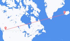 航班从加拿大基隆拿市到雷克雅维克市，冰岛塞尔