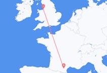 Flyrejser fra Carcassonne, Frankrig til Liverpool, England