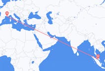 Flyreiser fra Malacca City, Malaysia til Marseille, Frankrike