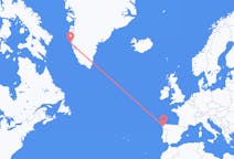 Flyreiser fra Maniitsoq, Grønland til Santiago de Compostela, Spania
