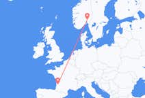Flyg från Bordeaux, Frankrike till Oslo, Norge