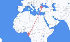 Flyreiser fra Port-Gentil, Gabon til Kutahya, Tyrkia