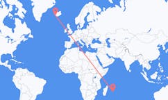 Vluchten van Mauritius Eiland, Mauritius naar Reykjavík, IJsland
