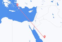 Vluchten van Medina, Benevento, Saoedi-Arabië naar Kos, Griekenland