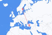 Flyrejser fra Gazipaşa, Tyrkiet til Stockholm, Sverige