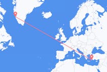 Flyg från Rhodes, England till Nuuk